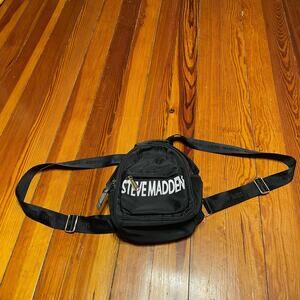 Steve Madden Mini backpack black white logo streetwear zipper closure